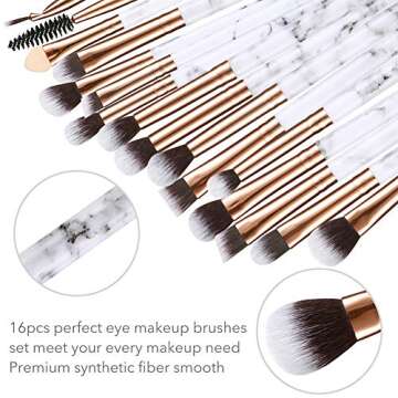 Eye Makeup Brushes DUAIU 16Pcs Eyeshadow brushes Eyebrow Eyeliner Blending Brush Premium Synthetic &...