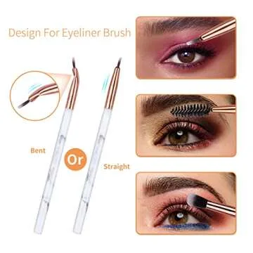 Eye Makeup Brushes DUAIU 16Pcs Eyeshadow brushes Eyebrow Eyeliner Blending Brush Premium Synthetic & Marble Handle Brushes sets with Pink Cosmetic Bag