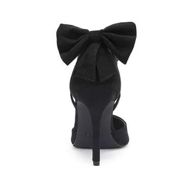 Fashare Womens High Heels Bow Tie Stiletto Ankle Strap Wedding Dress Pumps Shoes B-Black