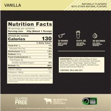 Optimum Nutrition Whey Protein - 24g Protein, Low-Calorie, Natural
