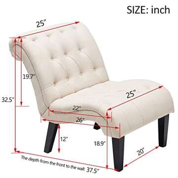 Yongqiang Accent Chair - Elegant Upholstered Lounge Chair for Indoor Use with Wood Legs and Linen Fa...