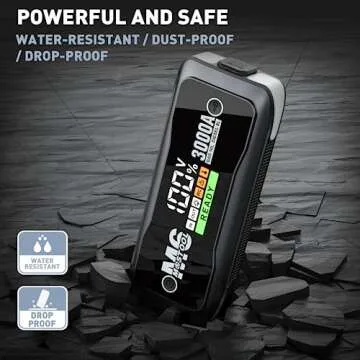 M6 3000A Peak Car Battery Jump Starter Battery Pack, Portable Jumper Box, Battery Booster Start, 12V Car Battery Charger and Jumper Cables for 10.0L Gas and 8.0L Diesel Engines