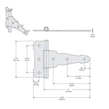 National Hardware Ornamental T Hinge 6 Inch - Black Style