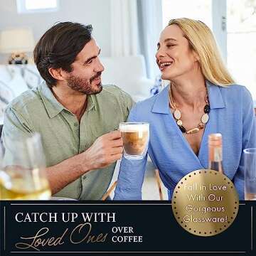 16 oz Large Double Wall Coffee Mug Set of 2 - Double Wall Glass Cofee Cup - Large Coffee Mug, Insula...