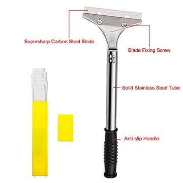 Mudder 4 Inch Razor Blade Scraper Tool Tile Paint Floor Wall Paper Removal Smoothing Scraper with 10 Pieces Replacement Blade for Removing Wallpaper, Sticker Glue Floor Adhesive 2 Pieces(Black)