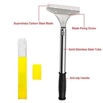 Mudder 4 Inch Razor Blade Scraper Tool Tile Paint Floor Wall Paper Removal Smoothing Scraper with 10 Pieces Replacement Blade for Removing Wallpaper, Sticker Glue Floor Adhesive 2 Pieces(Black)