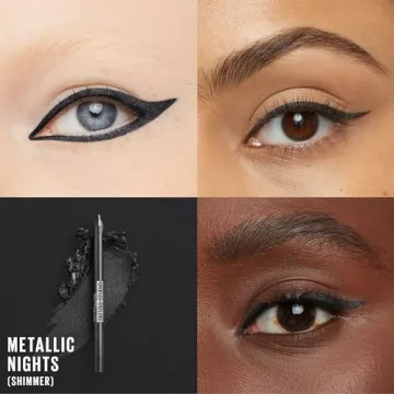MAYBELLINE New York Tattoo Studio Long-Lasting Sharpenable Eyeliner Pencil, Glide on Smooth Gel Pigments with 36 Hour Wear, Waterproof Metallic Nights 0.04 oz