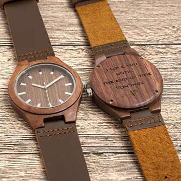 Personalized Watch for Men Engraved Wood Watch Anniversary Watch for Husband Boyfriend Birthday Gift for Dad Groomsmen Bestman Watch