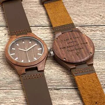 Personalized Watch for Men Engraved Wood Watch Anniversary Watch for Husband Boyfriend Birthday Gift for Dad Groomsmen Bestman Watch