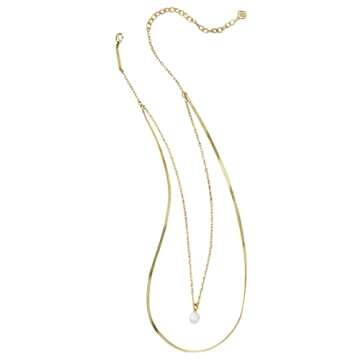 Kendra Scott Lindsay Multi Strand Necklace in 14k Gold-Plated Brass, White Pearl Fashion Jewelry for...