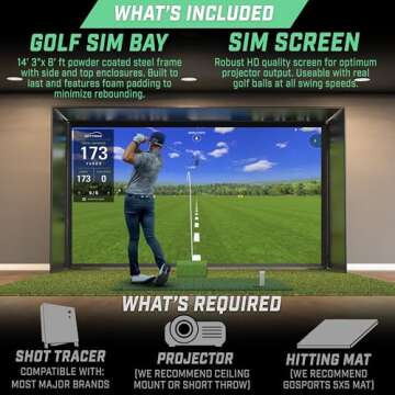 GoSports 14x8 ft Golf Simulator with Impact Screen Kit