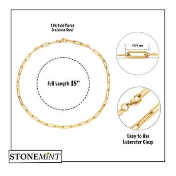 STONEMINT 18k Gold-Plated Paperclip Chain Necklace 18"