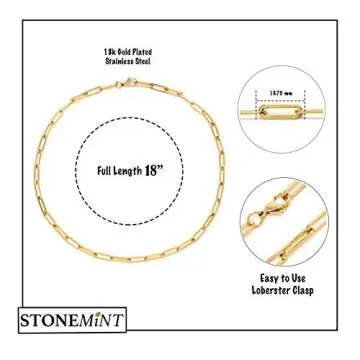STONEMINT 18k Gold-Plated Paperclip Chain Necklace 18"