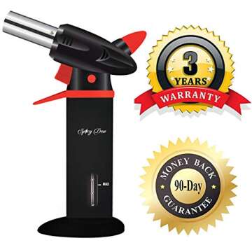 Spicy Dew Blow Torch - Creme Brulee Torch - Refillable Professional Chefs Culinary Kitchen Torch wit...