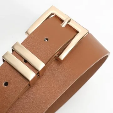 Stylish Sansths Women's Leather Belt with Square Buckle