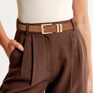 Stylish Sansths Women's Leather Belt with Square Buckle