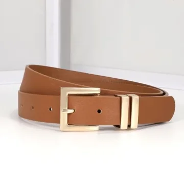 Stylish Sansths Women's Leather Belt with Square Buckle