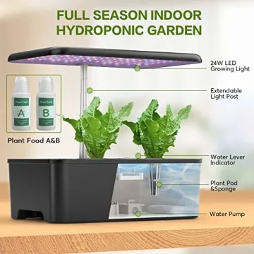 MUFGA 12 Pod Hydroponic Indoor Garden with LED Grow Light