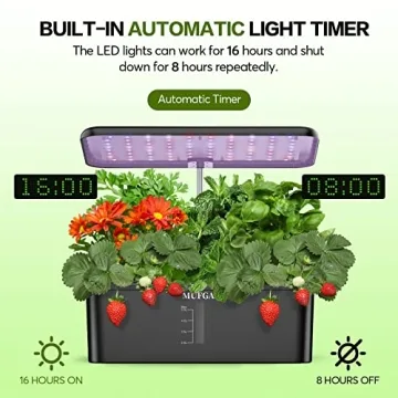 MUFGA 12 Pod Hydroponic Indoor Garden with LED Grow Light