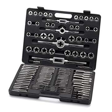 Segomo Tools 110 Piece Hardened Alloy Steel SAE Tap And Die Threaded Set With Case - TD110SAE