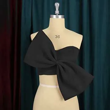 Stylish AOMEI Women's Black Bow Tie Tube Top Crop Tank