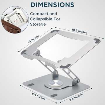 Uncaged Ergonomics Swivel Laptop Stand for Desk with 360 Rotation