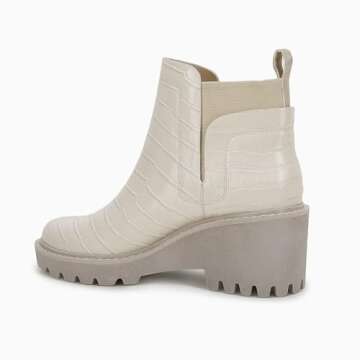 Womens Platform Lug Sole Chelsea Boots Ankle High Chunky Block Heel Non-Slip Suede Leather Slip on C...