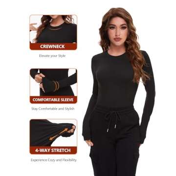 Dalavch Long Sleeve Basic Shirts for Women - 4 Pack