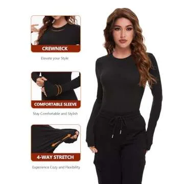 Dalavch Long Sleeve Basic Shirts for Women - 4 Pack