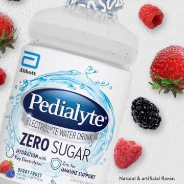Pedialyte Electrolyte Water with Zero Sugar – Refreshing Hydration, Berry Frost, 4-Pack
