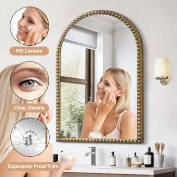 Jesantab Gold Bathroom Mirror, 30" x 40" Arch Design
