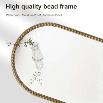Jesantab Gold Bathroom Mirror, 30" x 40" Arch Design
