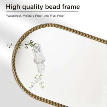 Jesantab Gold Bathroom Mirror, 30" x 40" Arch Design
