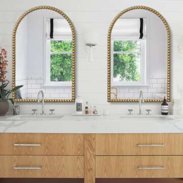 Jesantab Gold Bathroom Mirror, 30" x 40" Arch Design