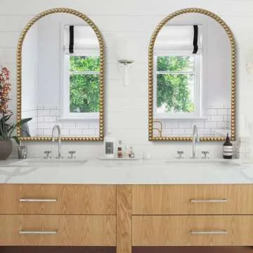 Jesantab Gold Bathroom Mirror, 30" x 40" Arch Design