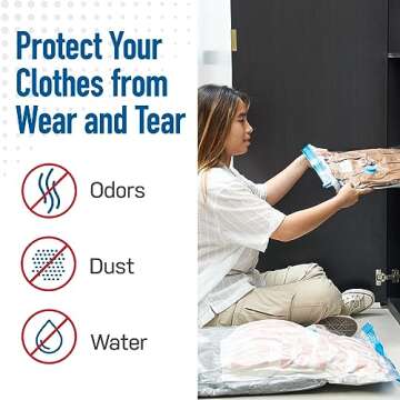 Spacesaver Space Bags Vacuum Storage Bags (Jumbo 10pk) Save 80% Clothes Storage Space - Vacuum Bags for Comforters, Blankets, Bedding, Clothing - Compression Seal for Closet Storage. Pump for Travel