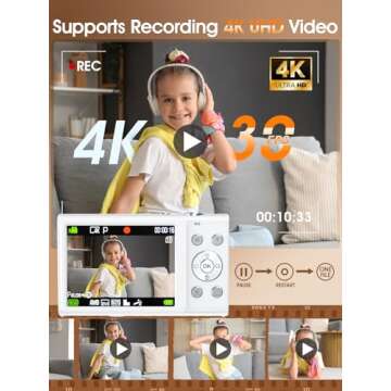 Compact 48MP Digital Camera with 4K Video & 16X Zoom