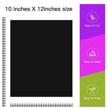 Premium Black HTV Vinyl for T-Shirts & Crafts - 10 Sheets 12"x10"