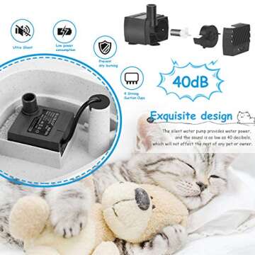 URPOWER Pet Fountain, Upgraded Automatic Cat Fountain Dog Water Fountain Cat Water Dispenser, Adjustable Water Flow Setting Drinking Fountain Cat Bowl for Cats, Dogs, Pets