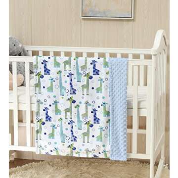 CREVENT Minky Baby Blanket for Boys, Soft Plush Receiving for Newborns - Giraffe 30x40 Inches