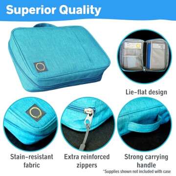 Journal Supplies Storage Case (Teal - Large) - Custom Travel Organizer Holder for B5 Planner, Pens, Journal Supplies and Accessories (Case Only - Supplies Not Included)