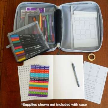 Journal Supplies Storage Case (Teal - Large) - Custom Travel Organizer Holder for B5 Planner, Pens, Journal Supplies and Accessories (Case Only - Supplies Not Included)