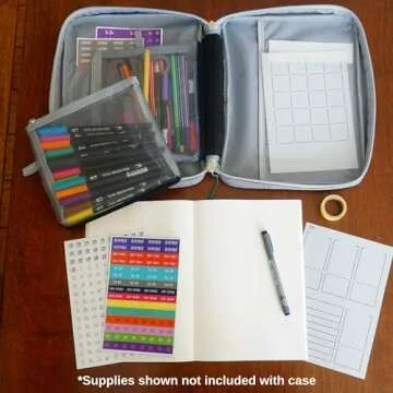 Journal Supplies Storage Case (Teal - Large) - Custom Travel Organizer Holder for B5 Planner, Pens, Journal Supplies and Accessories (Case Only - Supplies Not Included)