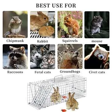 Meibangzz Animal Traps,Live Animal Trap for Cats,Rabbits, Squirrels,cat Trap for Stray Cats, Live Traps for Raccoons, Steel Foldable with Pedal Triggers (24 x 7 x 8 inches)