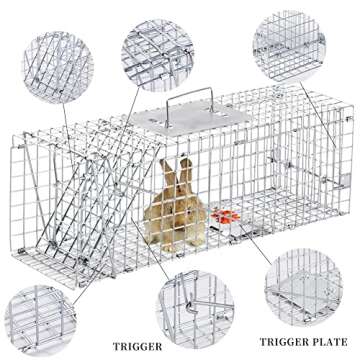 Meibangzz Animal Traps,Live Animal Trap for Cats,Rabbits, Squirrels,cat Trap for Stray Cats, Live Traps for Raccoons, Steel Foldable with Pedal Triggers (24 x 7 x 8 inches)