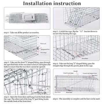 Meibangzz Animal Traps,Live Animal Trap for Cats,Rabbits, Squirrels,cat Trap for Stray Cats, Live Traps for Raccoons, Steel Foldable with Pedal Triggers (24 x 7 x 8 inches)