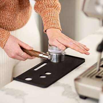 CREMA Coffee Products | Tamping Mat | Barista Express | Non-Slip Silicone | Firm & Secure Mat | Prot...