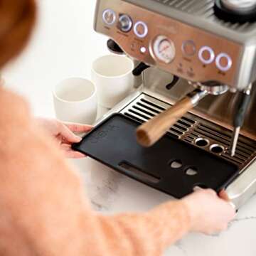 CREMA Coffee Products | Tamping Mat | Barista Express | Non-Slip Silicone | Firm & Secure Mat | Protect Countertops & Portafilter | Espresso Machine Tamping Mat | Vent & Drip Tray Holes