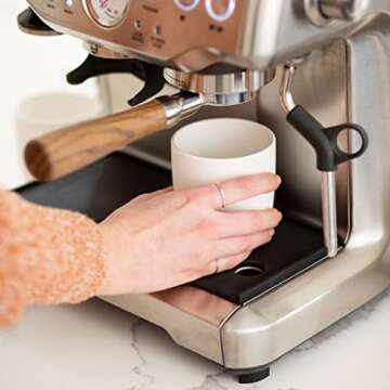 CREMA Coffee Products | Tamping Mat | Barista Express | Non-Slip Silicone | Firm & Secure Mat | Protect Countertops & Portafilter | Espresso Machine Tamping Mat | Vent & Drip Tray Holes