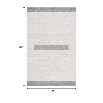 SAFAVIEH Natura Collection Accent Rug - 3' x 5', Ivory & Dark Grey, Handmade Flat Weave Modern Strip...